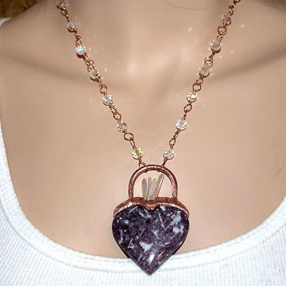 Lepidolite Heart Necklace